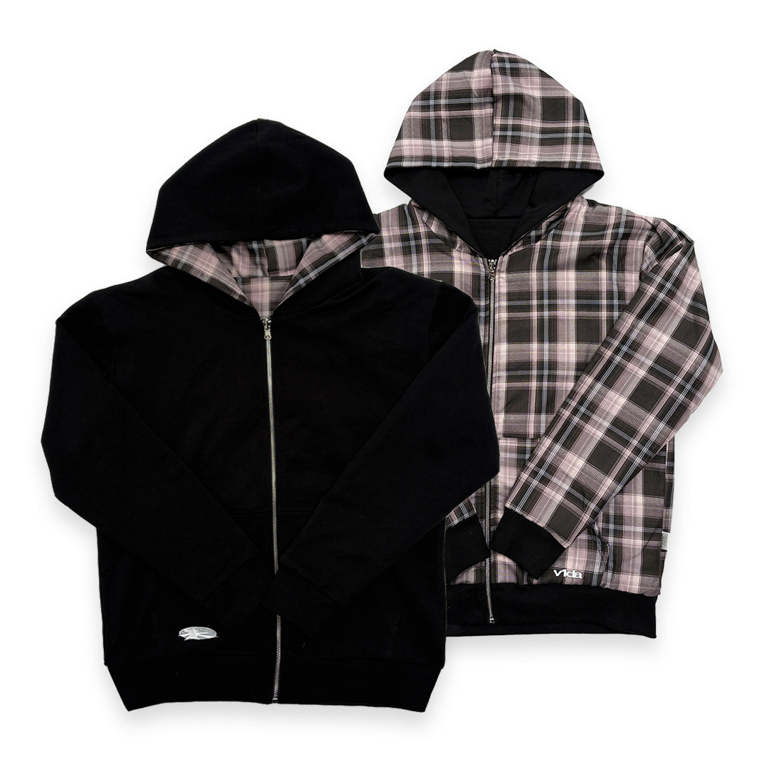 VIDA / Reversible Zip Jacket / black / pink