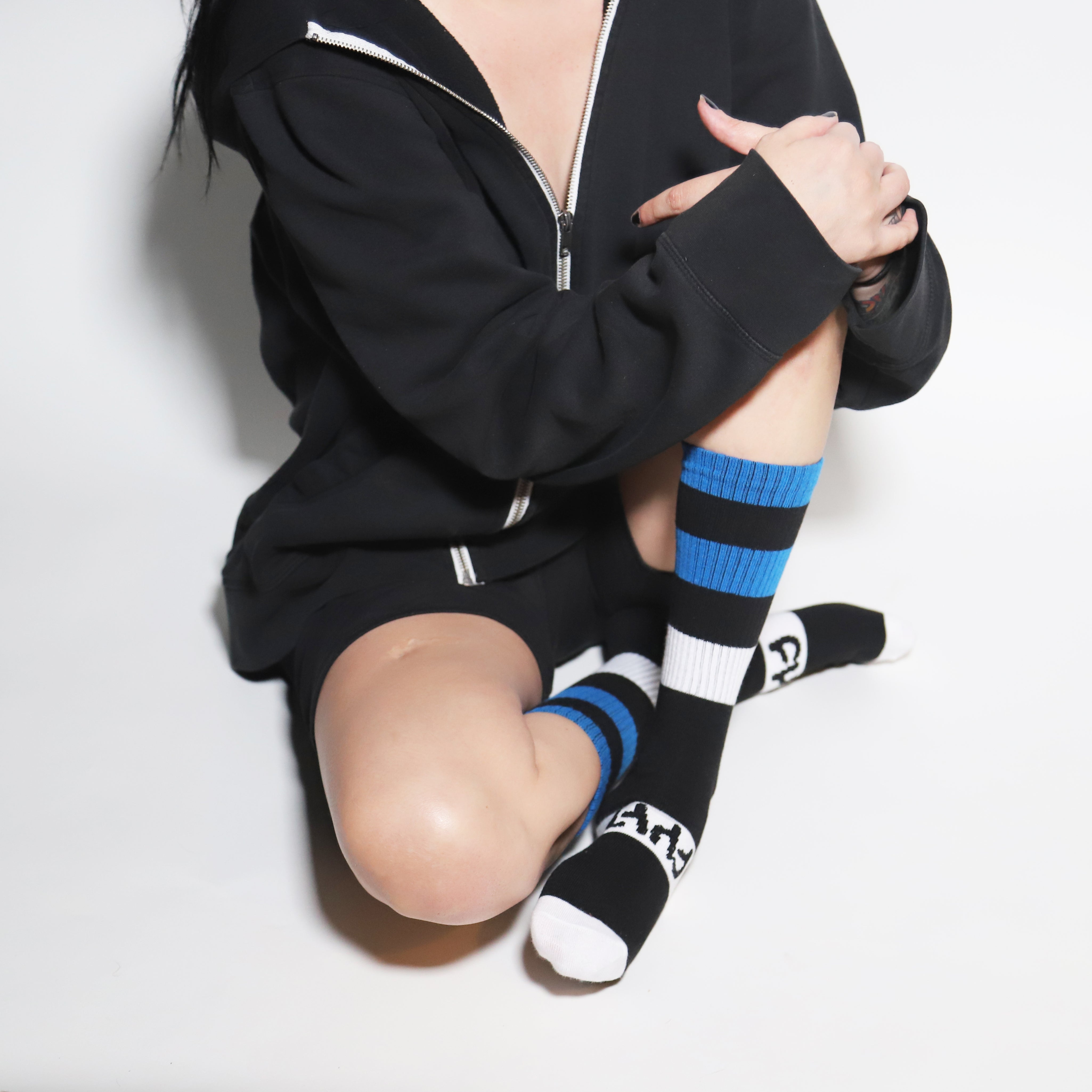 Stripe Socks / black & blue